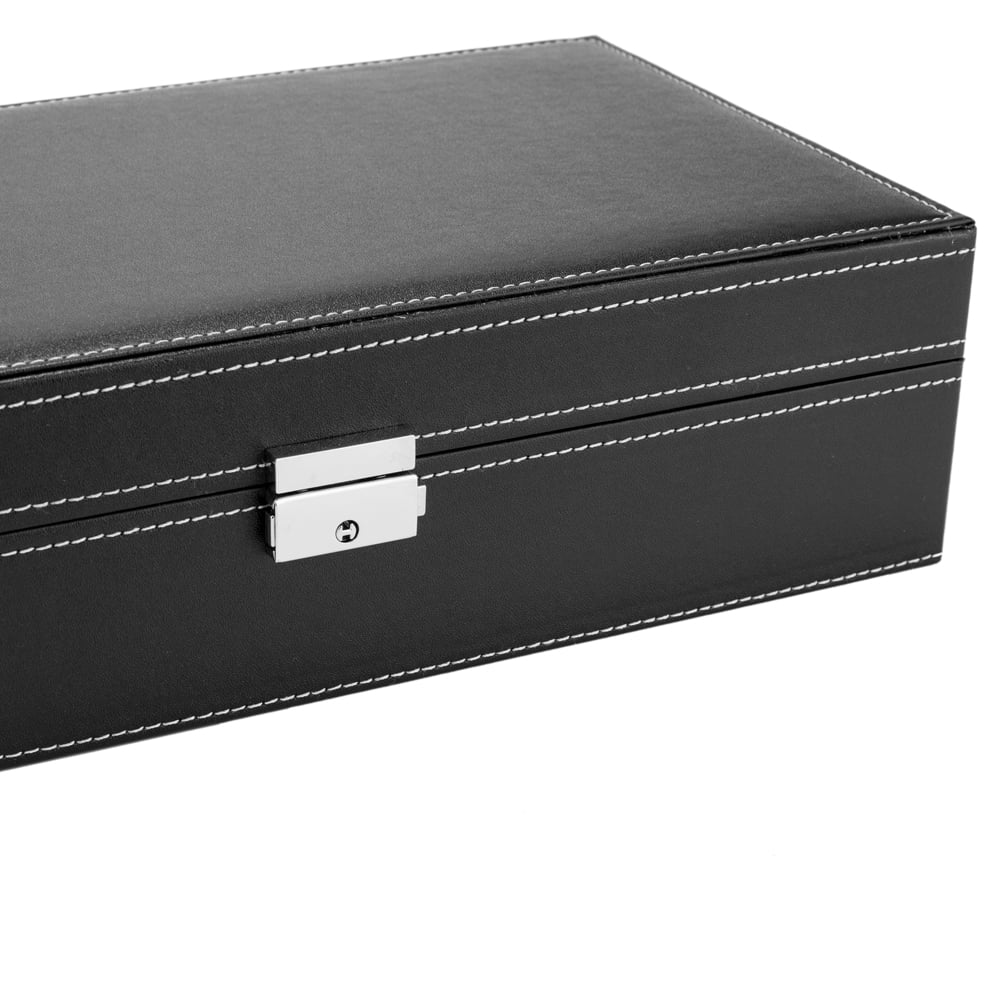 Lowestbest 8 Slots Jewelry Box, Watch Organizer Storage Case with Lock and Mirror for Men Women, Black Lowestbest 8 Slots Jewelry Box, Watch Organizer Storage Case with Lock and Mirror for Men Women, Black