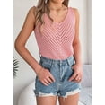 thumbnail image 5 of Womens V Neck Tank Tops 2025 Sleeveless Knit Shirts Summer Casual Sweater Vest Pink M, 5 of 9
