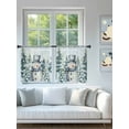 thumbnail image 4 of Christmas Blue Snowman Sheer Curtains 45 Inch Long 2 Panels, Winter Snow Scene Pine Tree Forest Bird Light Filtering Rod Pocket Semi Sheer Curtains, Sheer Voile Drapes for Living Room, 52"x45", 4 of 5