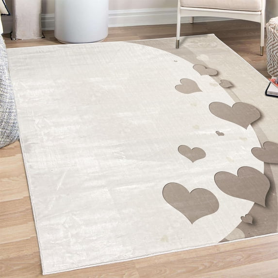 Love Decorative Rug, Valentines Day Romance Art with Hearts Stars Wedding Happiness Theme, Quality Carpet for Bedroom Dorm and Living Room, 6 Sizes, Warm Taupe, by Ambesonne
