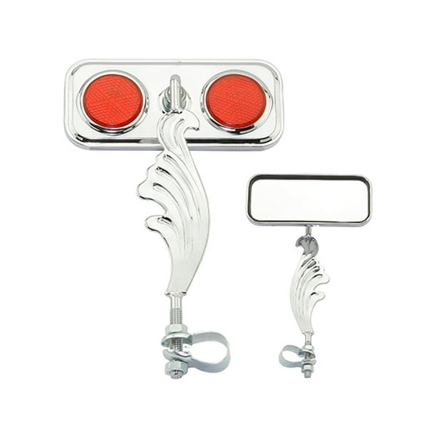 Chrome Rectangle Wing Bike Mirror Right with Red Reflectors. Bike mirror, bicycle mirror, bike