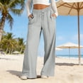 thumbnail image 6 of Kelon Women's High Waisted Wide Leg Linen Pants with Pockets Elastic Waist Loose Fit Casual Summer Beach Trousers, 6 of 9