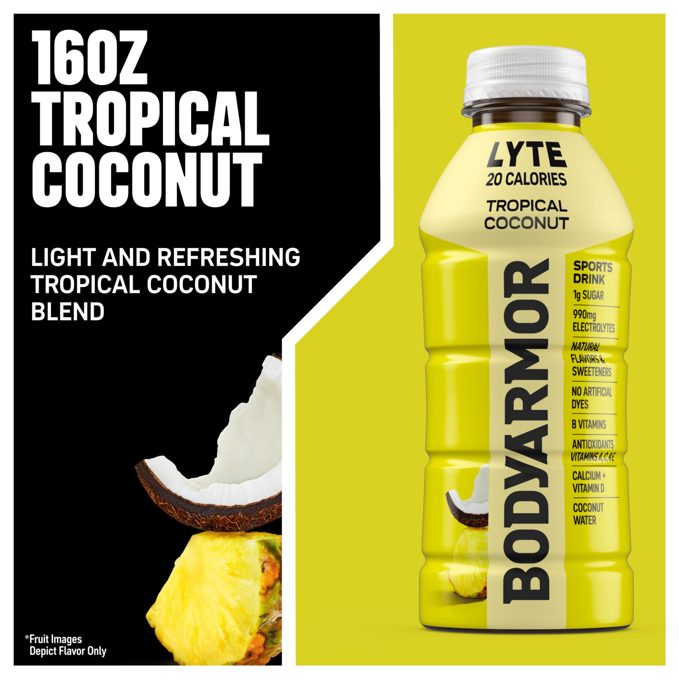 BODYARMOR Lyte Tropical Coconut Electrolyte Sports Drink, 16 fl oz Bottle