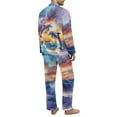 thumbnail image 4 of SEANATIVE Galaxy Wolf Pjs for Men 2 Piece Button Down Pajamas Set Size M Long Sleeve Top and Pants Loungewear with Pockets Pajama House Wear Soft Sleepwear Pajamas, 4 of 6