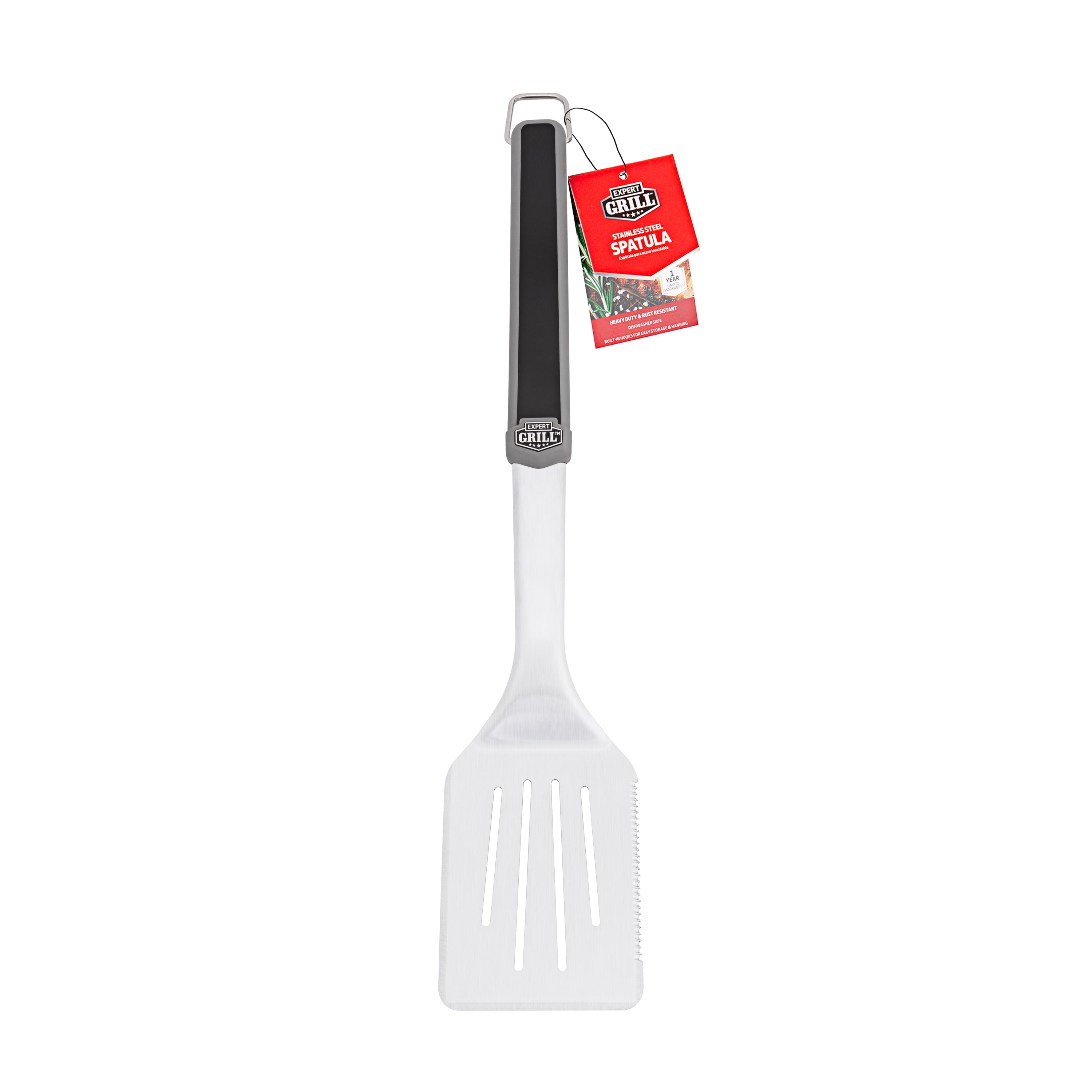 (4 pack) Expert Grill Stainless Steel Grill Spatula, Black & Gray