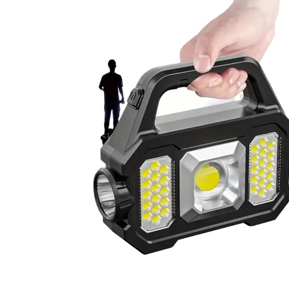 Multifunctional Solar Work Light, Rechargeable, Black, 1 Pack