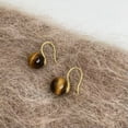 thumbnail image 2 of K-KED NEW 10mm Tiger's Eye Ball Hook Dangle Earrings Classic Simple Elegant, 2 of 3
