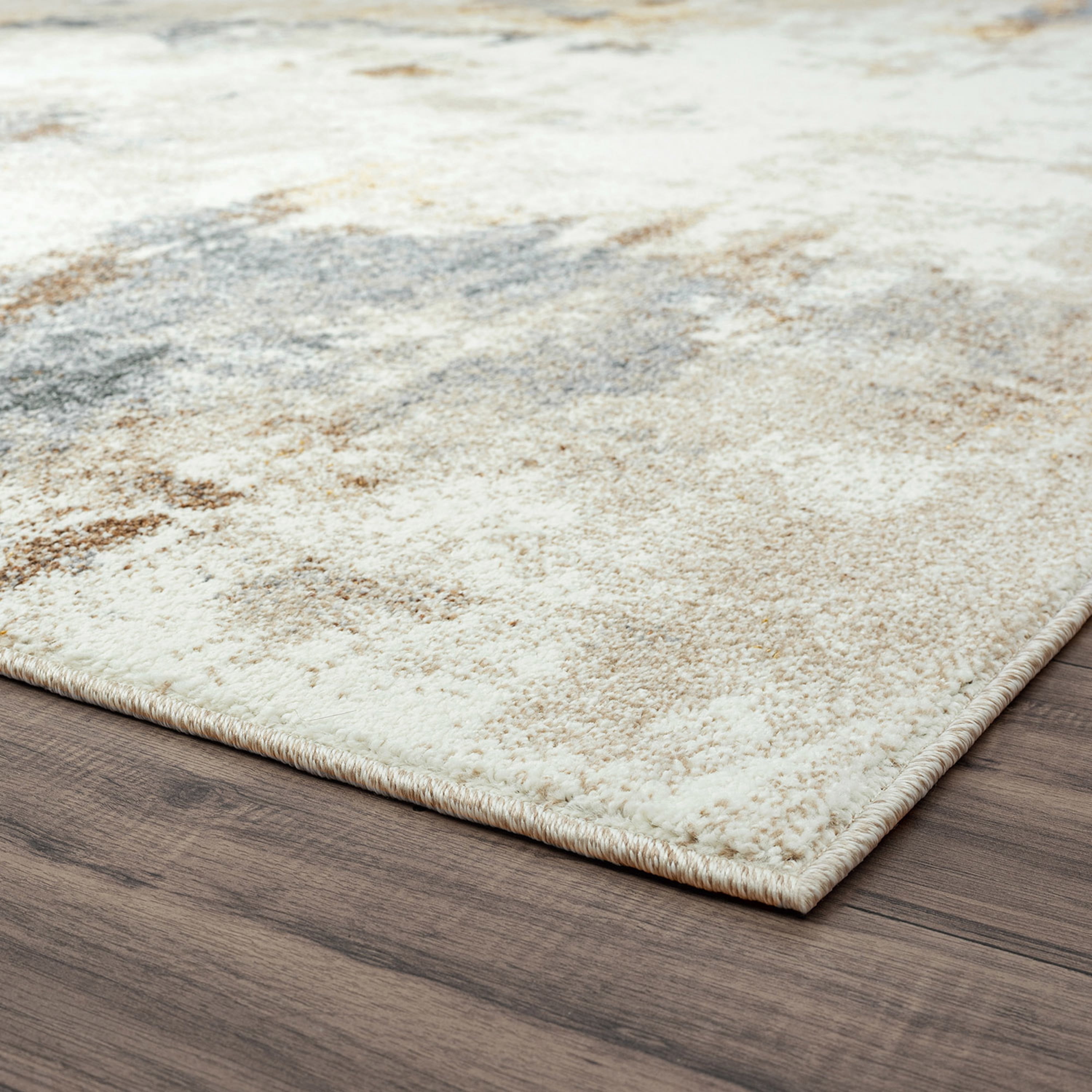 Contemporary 5x8 Area Rug (5'3'' x 7'3'') Abstract Yellow, Gray Living Room Easy to Clean