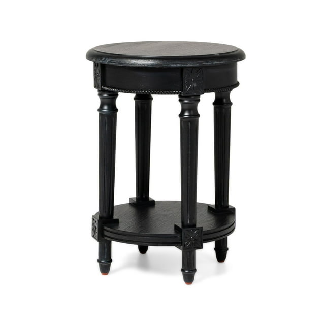 Maven Lane Pullman Table d'Appoint Ronde Traditionnelle en Bois Finition Noire Antique
