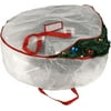 Elf Stor 30” Wreath Storage Bag – Zippered Holiday Tote for Artificial Wreaths & Garland, White