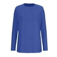 thumbnail image 3 of SEAOPEN Womens Long Sleeve Tops Solid Crewneck Womens Slim Tshirt Blouse 2024 Fall Daily Tops Today Blue,XL, 3 of 5