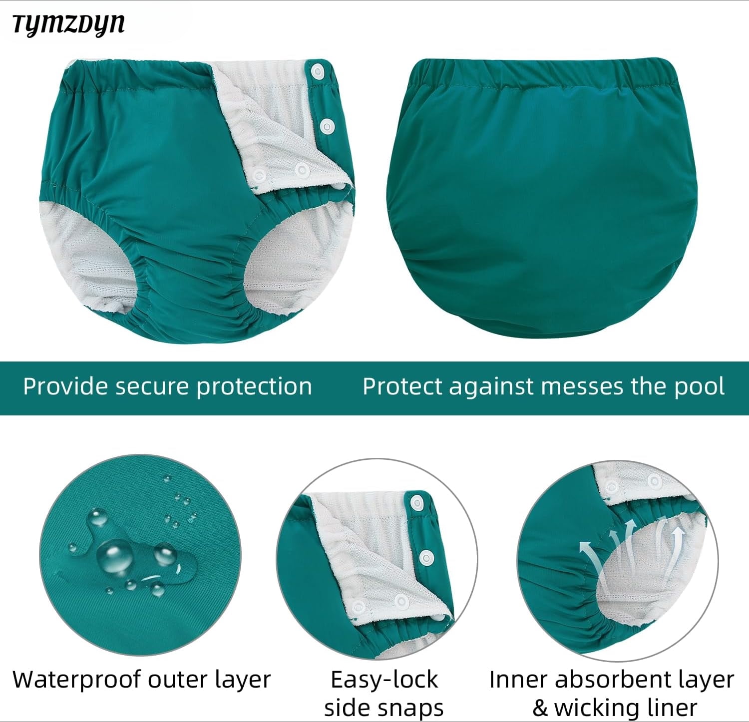 TYMZDYN 2 Packs Baby Reusable Swim Diapers Soft and Silky Toddler Swim Diaper Washable Baby Swim Diaper 3T Baby Swim Trunks Swimming Diapers Size 3 Waterproof Diapers for Swimming Boys and Girls