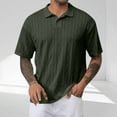 thumbnail image 2 of Fashion YLSDY Mens Knit Button Collared Shirts Short Sleeve Summer Textured T Shirts Casual Jacquard Golf Collared Fashion Tops Army Green M, 2 of 6