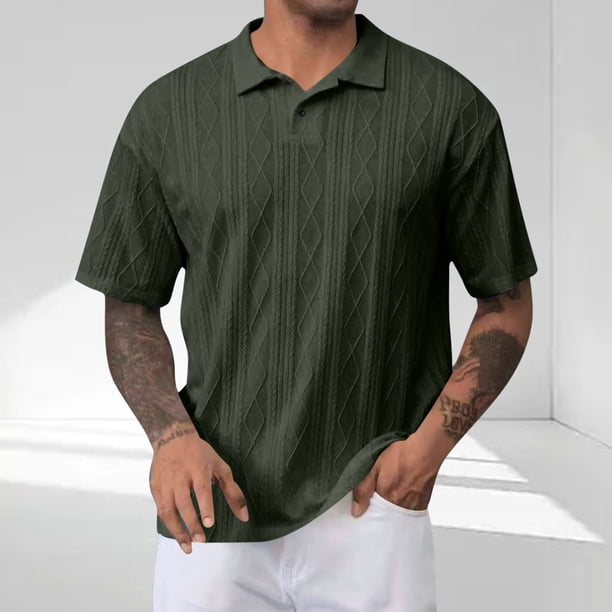 pstuiky camisetas para hombre, Blusa deportiva informal de verano para hombre, de color liso, de manga corta, con media cremallera y cuello redondo, a la moda camisas casuales para hombre xxl