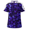 thumbnail image 4 of Camisas de Manga Corta para las Mujeres Impresión Cuello Redondo Suéter Encaje Blusa, Top Casual para el Hogar Y Diario, 4 of 9
