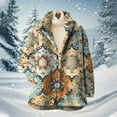 thumbnail image 2 of Essentials Women's Jacket Oversize Fuzzy Vintage Floral Print Button Down Fleece With Pocket Outwears Coats, 2 of 3