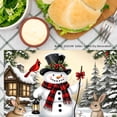 thumbnail image 3 of JOOCAR Christmas Snowman with Rabbits and Cardinal Scene Linen Table Mats Set of 4 for Home Kitchen Table Decor 12x18 inch, 3 of 5