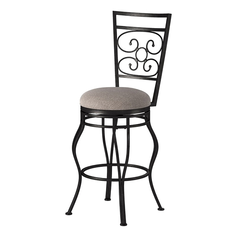 Bowery Hill 26" Retro Metal/Fabric Swivel Counter Stool in Charcoal