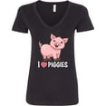 thumbnail image 3 of Inktastic I Love Piggies Cute Pig Women's V-Neck T-Shirt, 3 of 5