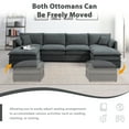 thumbnail image 3 of EUROCO 134" Oversized U Shaped Modular Sectional Sofa Couch, 6 Seat Chenille Sleeper Sofa Bed Cloud Couch Set with Double Cushions and Ottomans, Indoor Furniture for Living Room, Dark Gray, 3 of 10