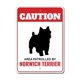 thumbnail image 1 of Señal de metal de precaución para perrera de perro con el texto "Patrullado por Norwich Terrier" Tamaño: 8 x 12 pulgadas, 1 of 4