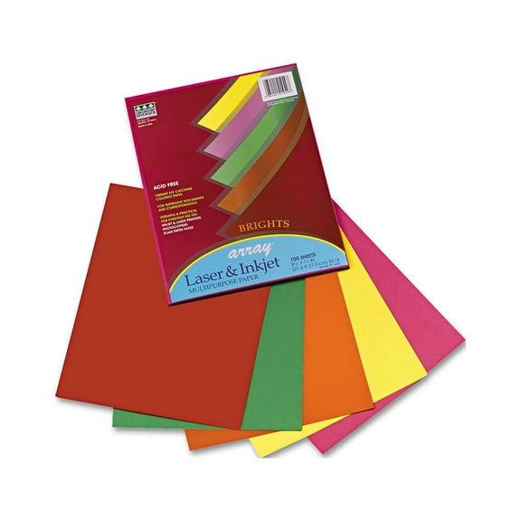 Pacon Bright Multi-Purpose Paper, 5 Assorted Colors, 20 lb., 8-1/2" x 11", 100 Sheets