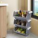 thumbnail image 4 of 3 Pack Gray Large Stacking Basket Bin, Open Front Stackable Storage Baskets, 4 of 5