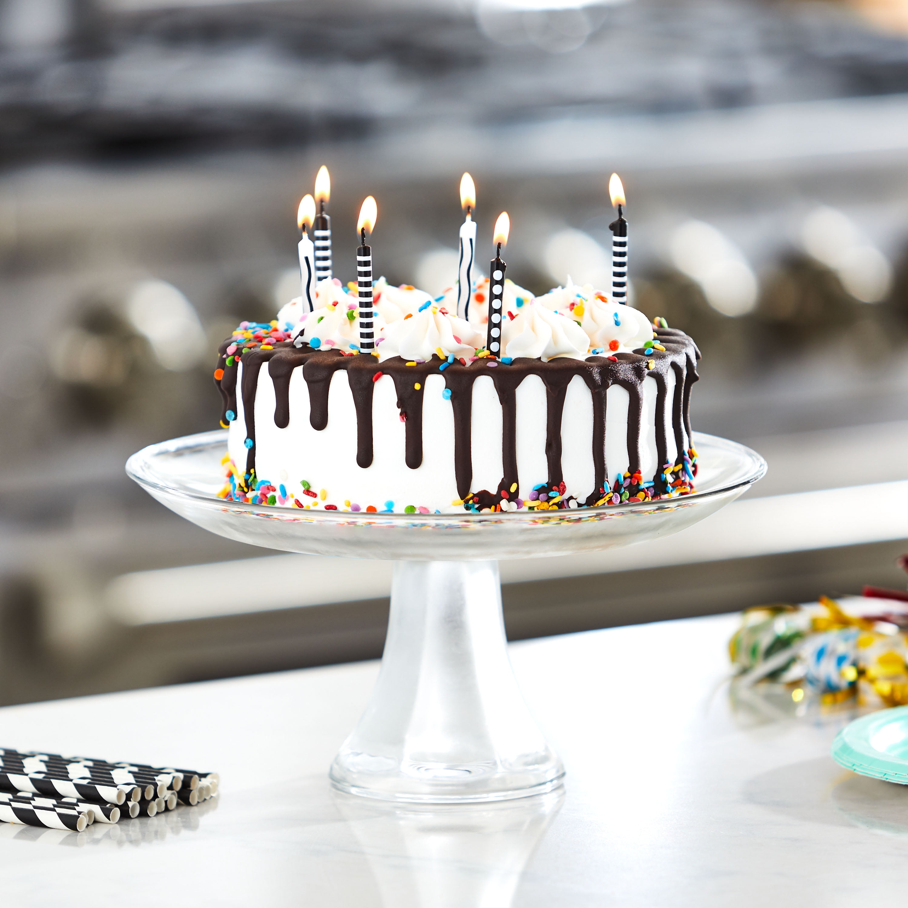 (6 pack) Great Value Birthday Candles, Black and White, 24 Count
