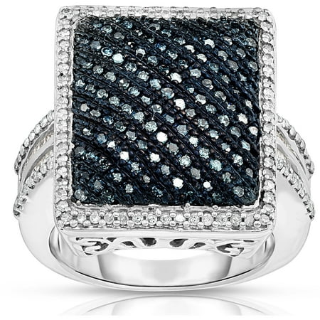 1 Carat T.W. Blue and White Diamond Silver Fashion Ring