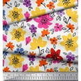 thumbnail image 3 of Soimoi Pink Rayon Fabric Leaves & Periwinkle Floral Printed Fabric 1 Yard 56 Inch Wide, 3 of 3