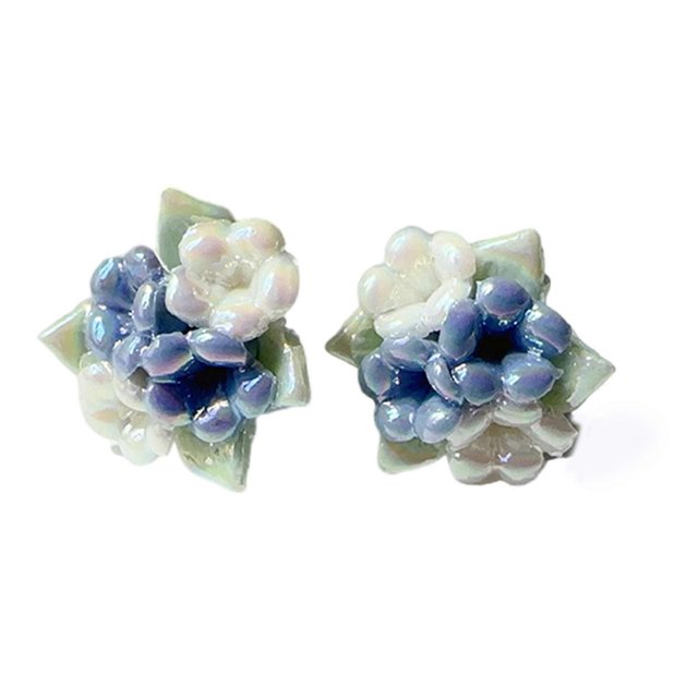 Porcelain Rose Earrings Vintage Floral Shaped Ceramic Ear Studs Accessories Handmade Earwear Party Jewelry for Women