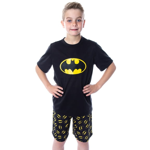 DC Comics Big Boys' Batman Logo Short Sleeve Shirt Pajama Short Set