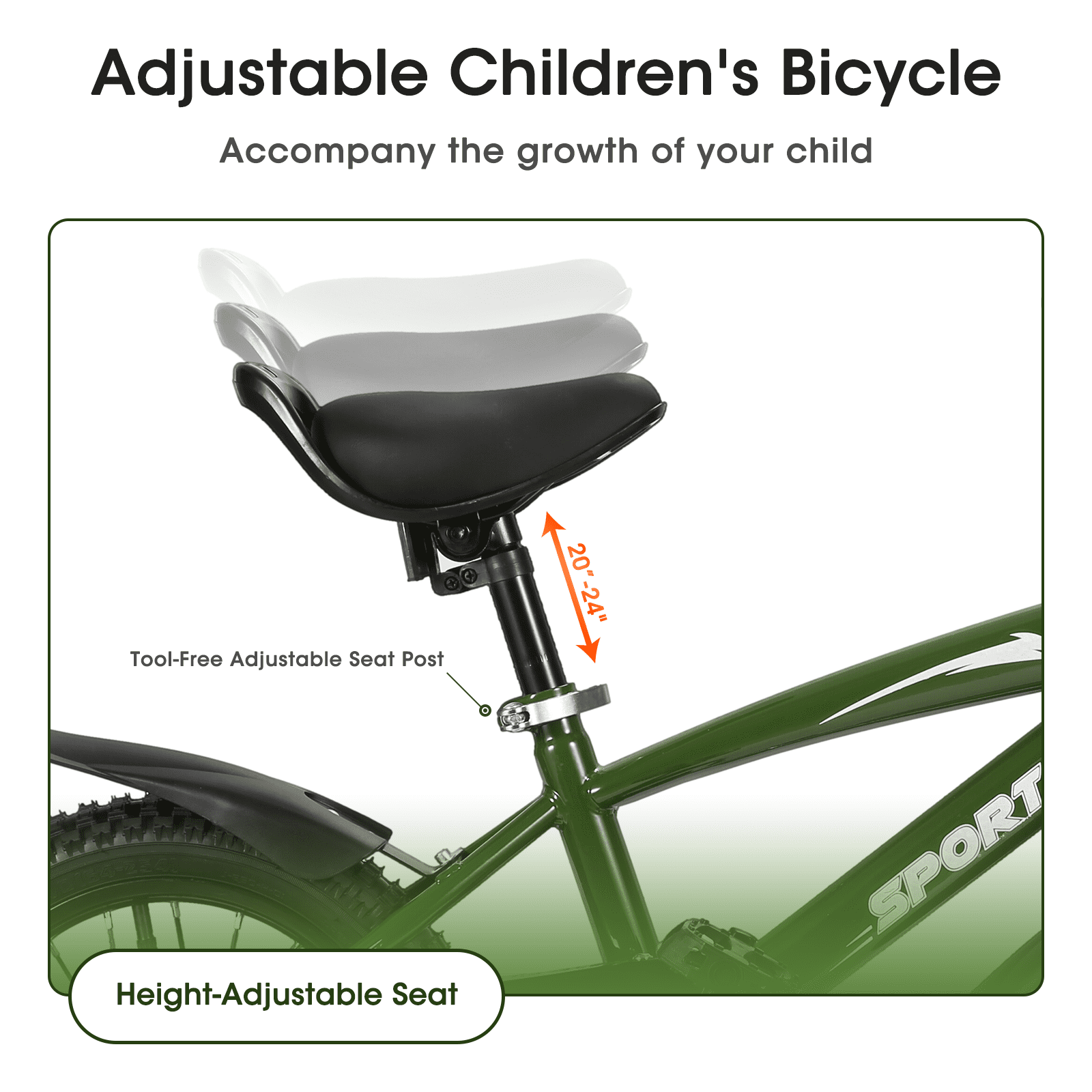 Naipo 14 in Kid Bike Green Children Bikes for Boys Girls Removable Training Wheels Bicycle