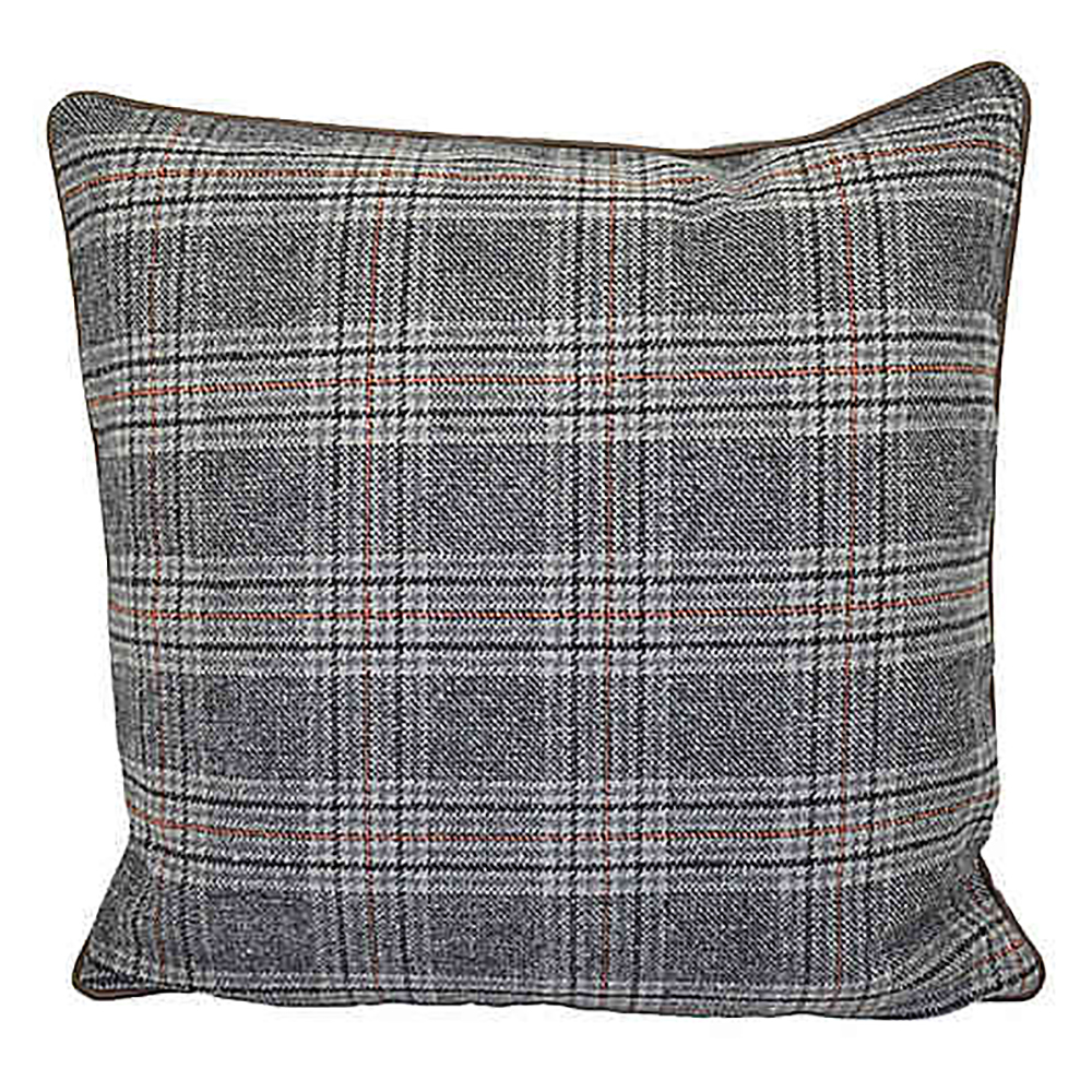 Glen Plaid Square Throw Pillow in Black