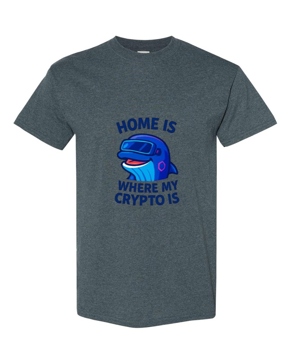 Home Is Where My Crypto Is Bitcoin Ethereum Blockchain Investor Finance T-Shirt, for men & women, up to size 5XL