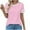 Pink, variant on Zpanxa Pull-On Crewneck Blouse Womens Short Sleeve Ruffle Top Casual Chic Solid Color Shirt Effortless Style Spring Summer Wear Soft Comfortable Fabric