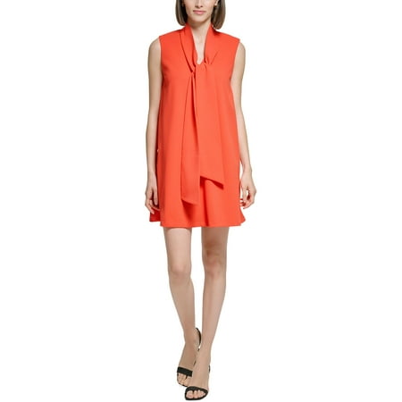 Calvin Klein Womens Tie Neck Short Mini Dress