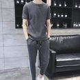 thumbnail image 3 of Camiseta ajustada elástica lisa para hombre, ropa elegante gris para hombre, conjuntos de pantalones casuales, camiseta fresca sin logotipo, ropa deportiva básica estética Kpop, 3 of 4