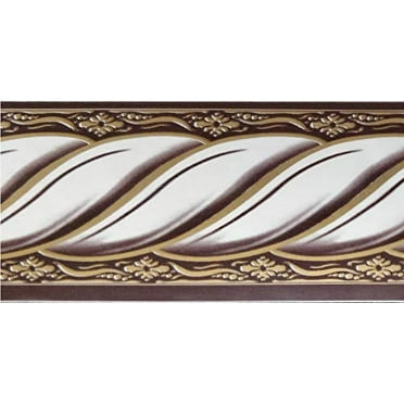 Dundee Deco Peel and Stick Self Adhesive Wallpaper Border - Abstract Faux Victorian White Gold Mauve Rope, 33 ft x 2 in