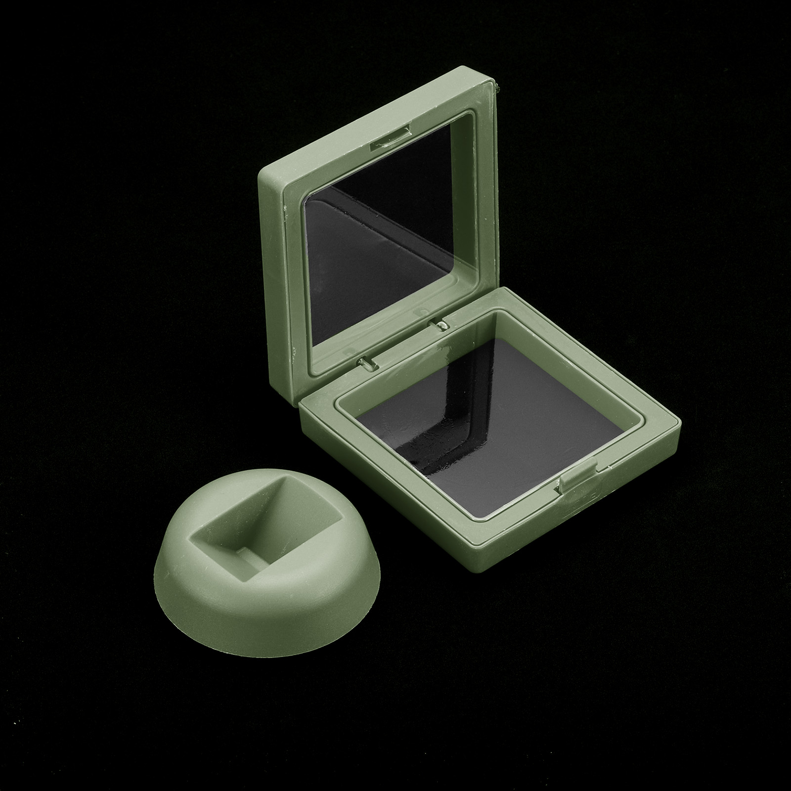 Unique Bargains 12Pcs Transparent Display Case for Jewelry 2.76" x 2.76" x 0.8" Green