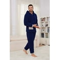 thumbnail image 4 of Vulcanodon Mens Plush Hooded Zipper Pajama Set, Soft Warm Long Sleeve Sleepwear with Pockets Fluffy Fuzzy Cozy Pjs（Navy+light Grey, S）, 4 of 4