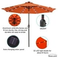 thumbnail image 5 of Boyel Living 9ft Patio Umbrella Outdoor Market 32 LED Solar Umbrella with Push Button Tilt and Crank, Orange, 5 of 9