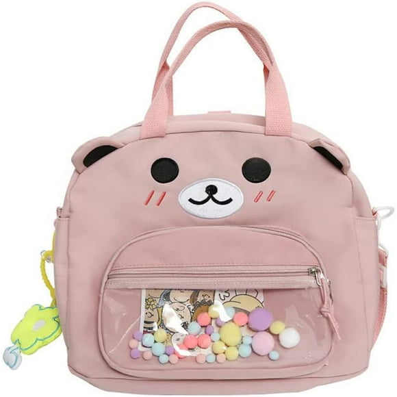 Bear Kawaii Backpack 4 in 1 Adjustable Crossbody Bag Shoulder Bag Tote Bag Cute Aesthetic Backpack Back to School Supplies (Pink)