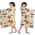 thumbnail image 4 of Vintage Halloween Icons Pattern Hooded Bath Towel，50"x30" for Ages 3 To 12 Kids, Quick Dry Lightweight Soft Microfiber Hood Beach Towel Cover Up for Kids, 4 of 7