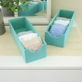 thumbnail image 3 of Household Essentials 2-Pack of Drawer Organizers, Sturdy Chipboard With Soft Polyester Cover, Handy and Fashionable Organization Solution, 3” H x 4” W x 12” D, Seafoam Green, 3 of 9