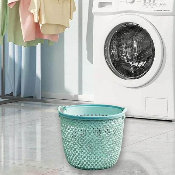 Darzheoy Plastic Storage Basket for Bathroom Bedroom Living Room, Desktop Organizer for Towels Bedding Toiletries - Large Capacity Durable Open Design - Home Organization, Blue