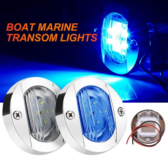 BASSTOP 3" Boat Light LED, 12V 6 LED Round Boat Transom Mount Light, Waterproof Round LED Boat Stern Light for Boat Deck Courtesy Light, Step Light, Decorate Light2Pcs