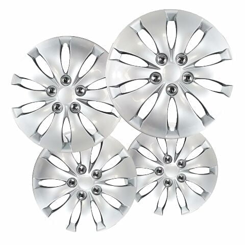 Fuel Rider Set of 4 16 inch Silver Snap-On Hubcaps With 10 Spoke Compatible With 2008-2012 Honda Accord Standard Steel Wheel Covers