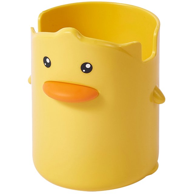 Portalápices de escritorio con bonito diseño de pato de dibujos animados, organizador de lápices, soporte para brochas de maquillaje, contenedor de papelería