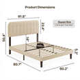 thumbnail image 3 of Upholstered Platform Bed Frame with Headboard, Sturdy Wooden Slats, Noise-Free, No Box Spring Needed, Easy Assembly, Modern Bedroom Furniture - Queen, Beige, 3 of 9